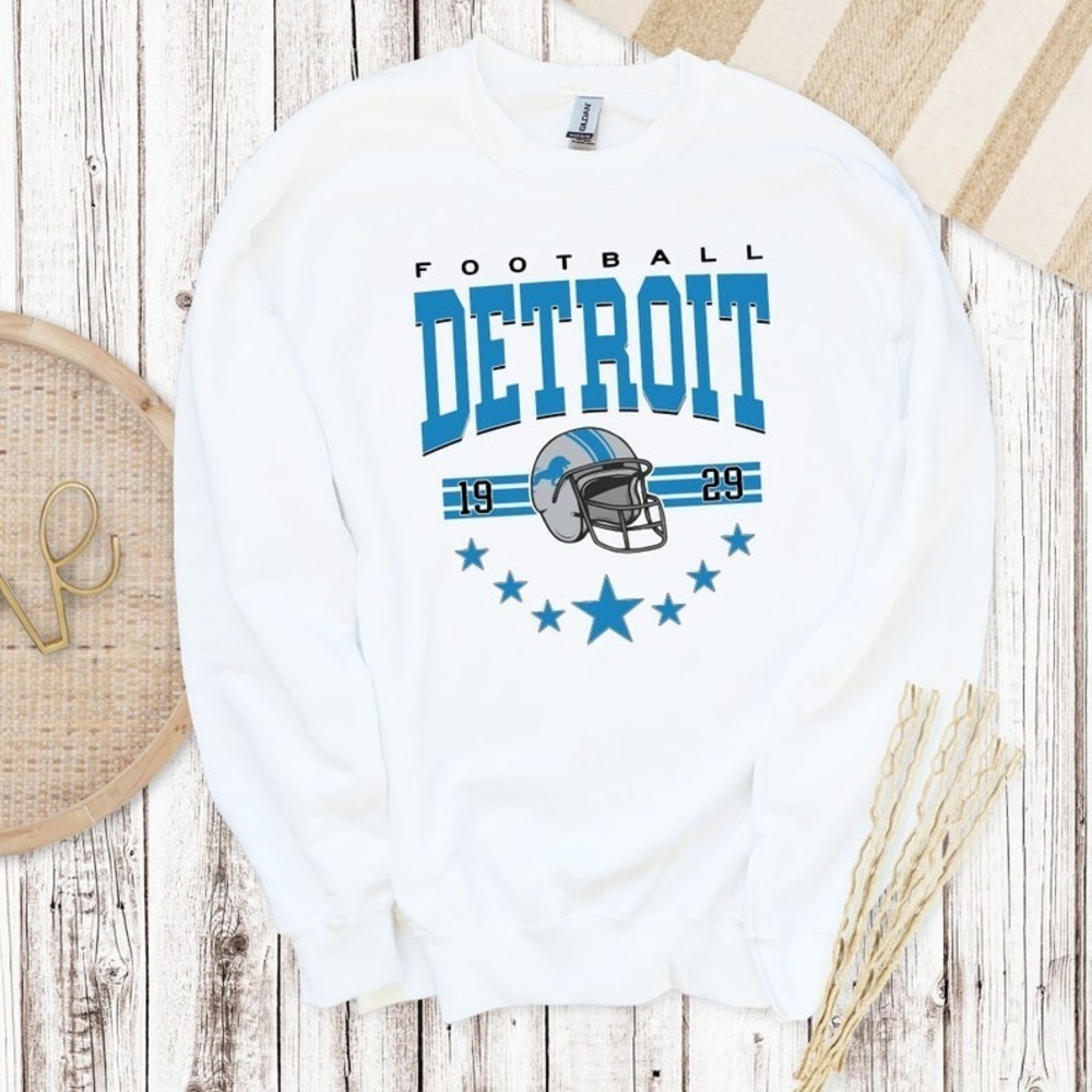 Vintage Detroit Lions Football Vintage Detroit Football Crewneck Sweatshirt